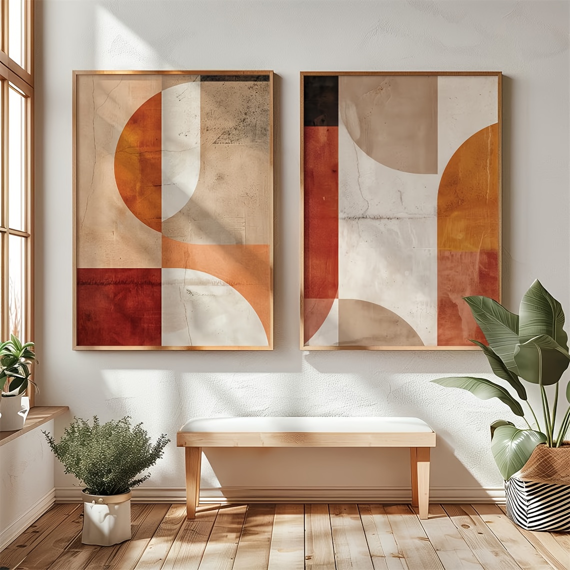 Home Office Japandi - 2D/Flat 2pcs Geometric Abstract Wabi Sabi