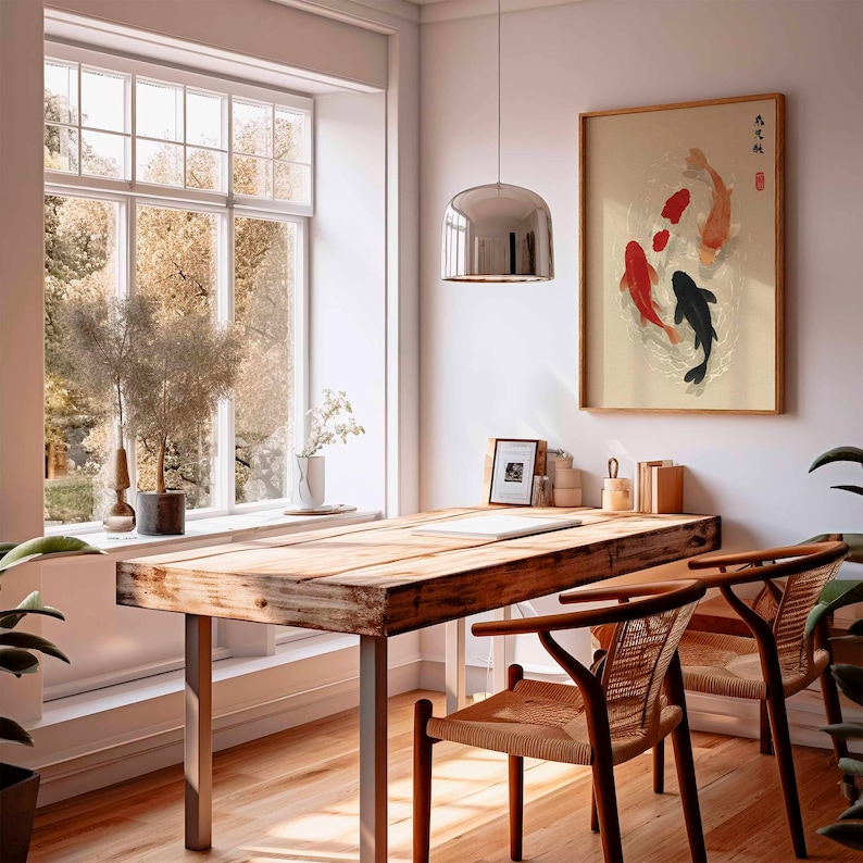 1pc Japanese Koi Fish Poster,  - Home Office Japandi 评论和价格