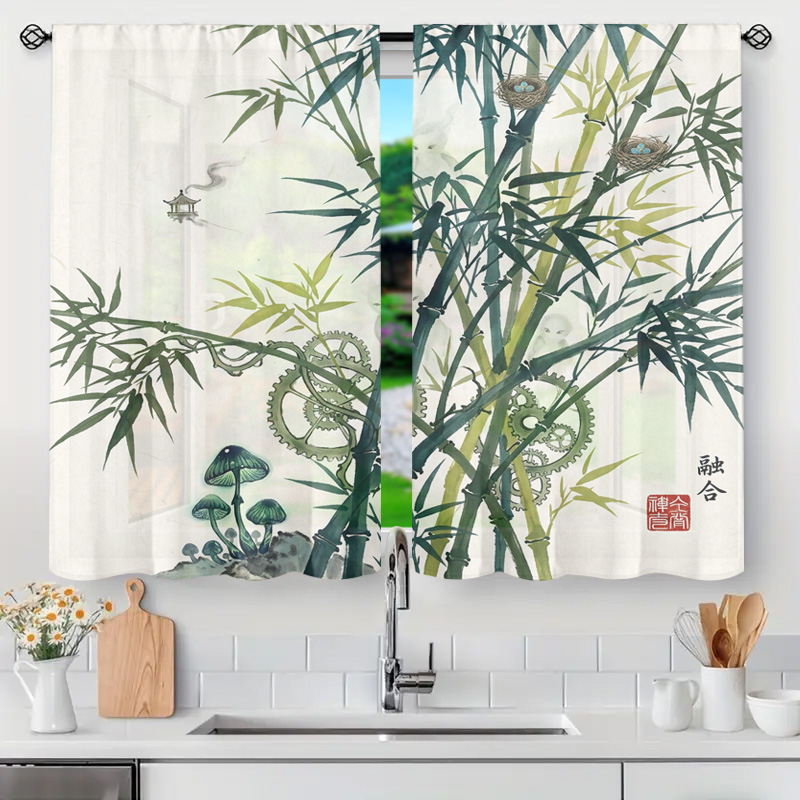Decorative Bamboo Pattern Curt - Home Office Japandi 评论和价格