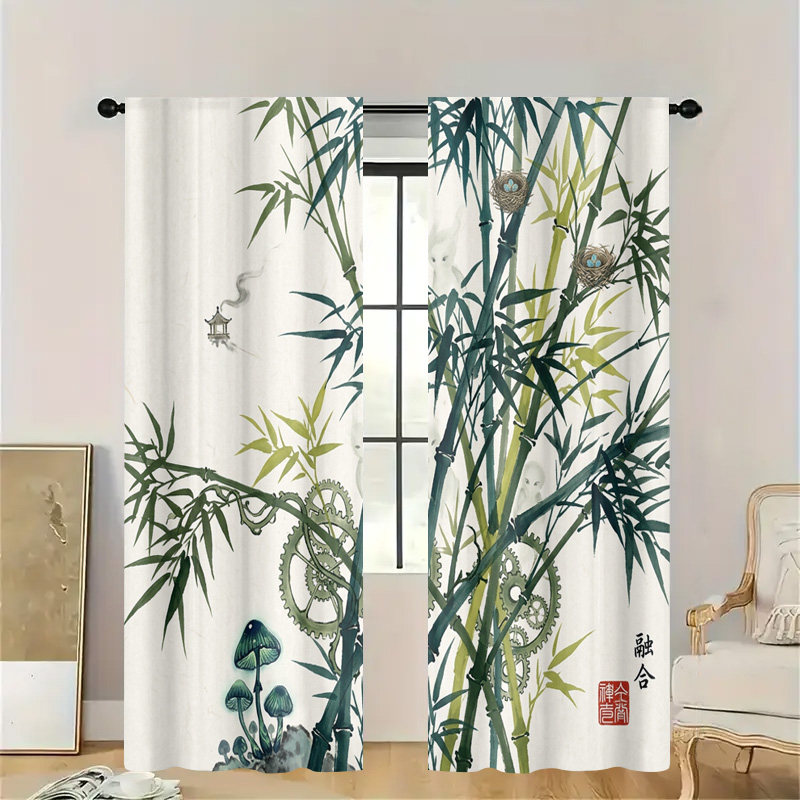 Decorative Bamboo Pattern Curt - Home Office Japandi 评论和价格