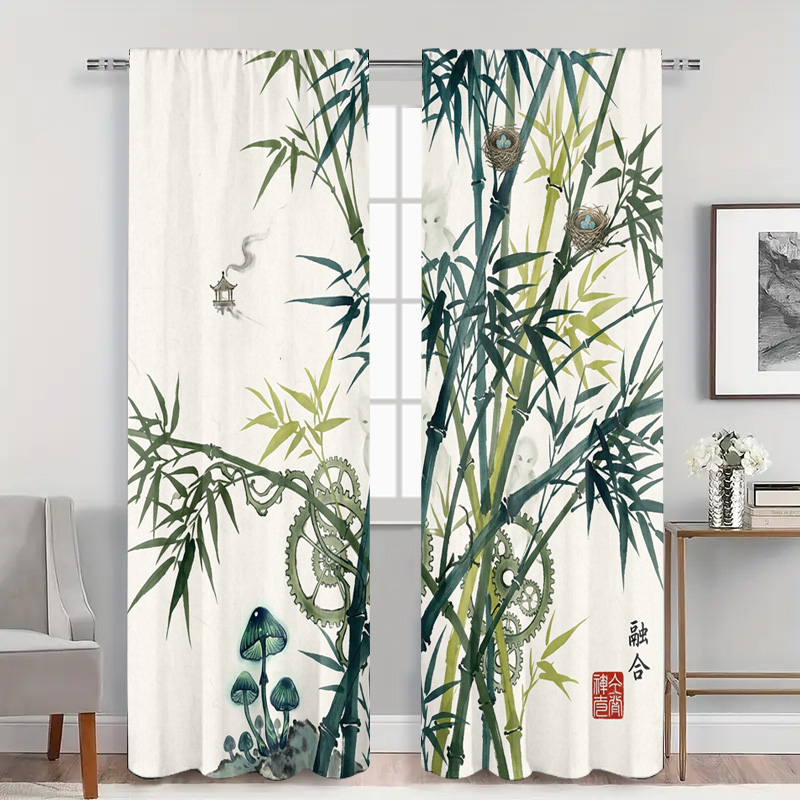 Decorative Bamboo Pattern Curt - Home Office Japandi 评论和价格
