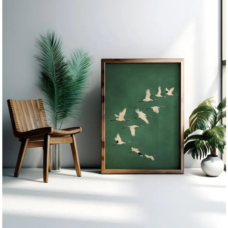1pc Japandi Crane Vintage Love - Home Office Japandi 评论和价格