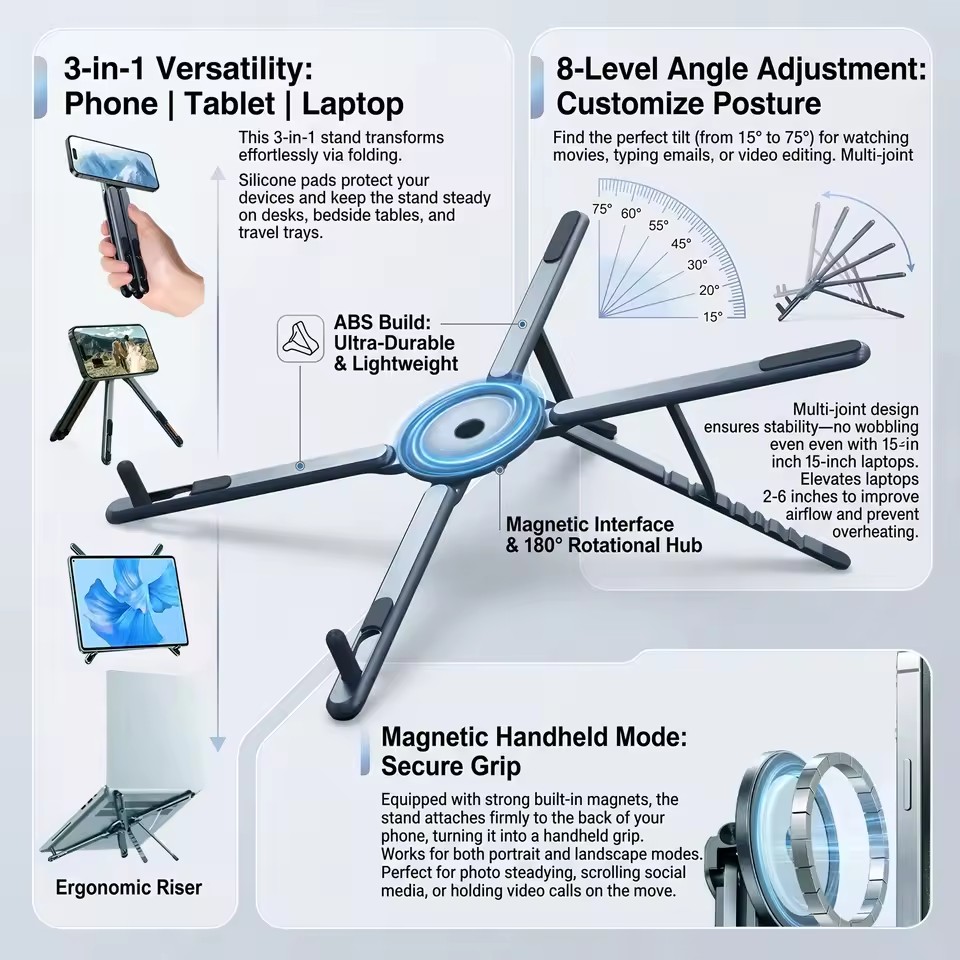 Portable Magnetic Phone Holder - Laptop Stand Foldable 评论和价格