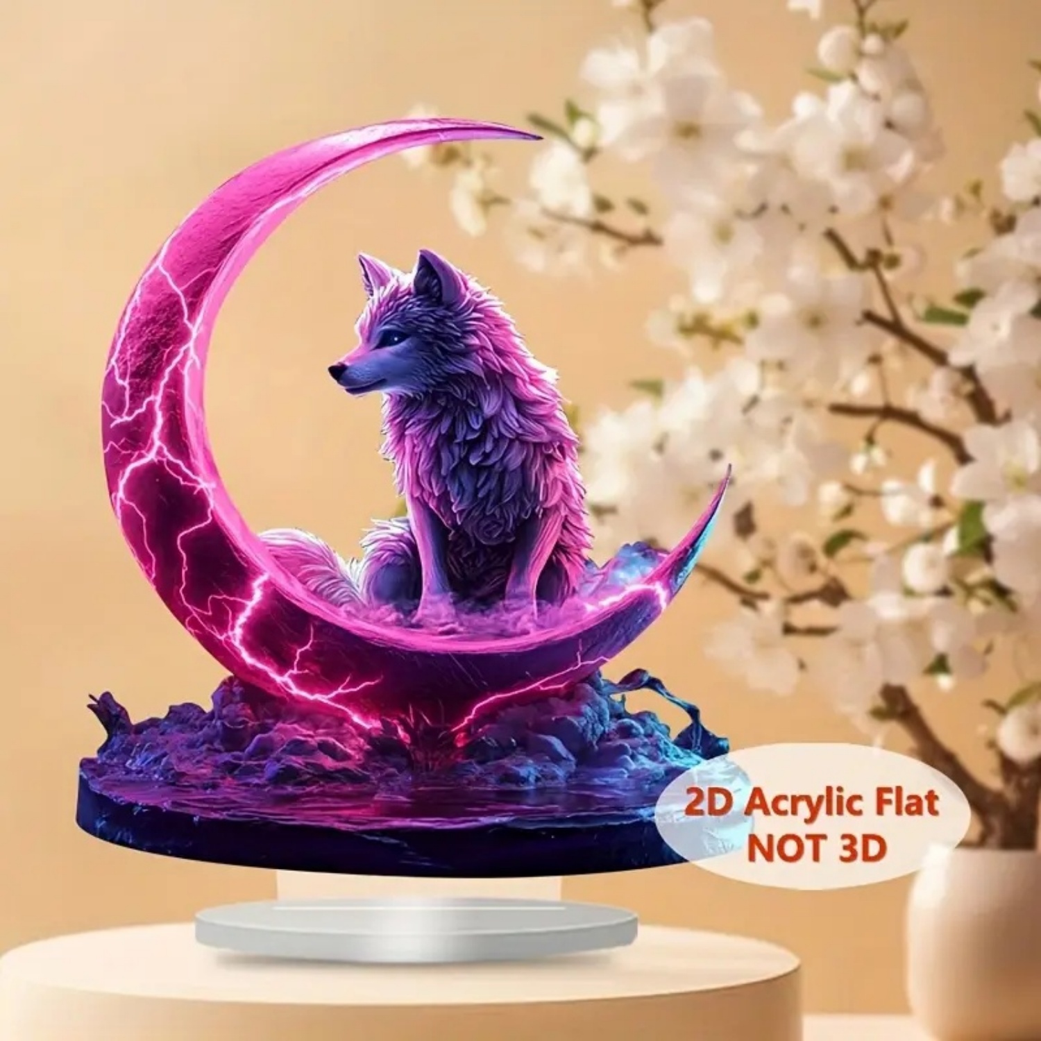 Flame Wolf Statue,2D Flat Acry - Home Office Studio 评论和价格