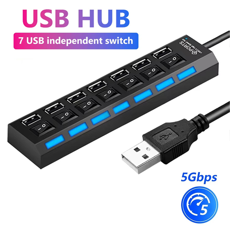 7 Port USB 2.0 Hub Splitter Fo - Home Office Pc 评论和价格